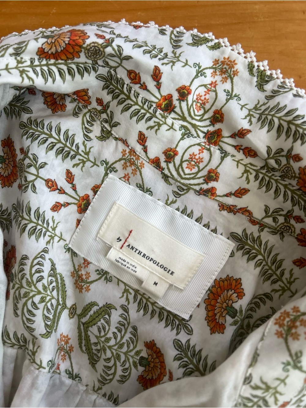 Anthropologie Button Down Eleanora Maxi Shirt Dress Botanical Motif silk medium - Picture 8 of 11